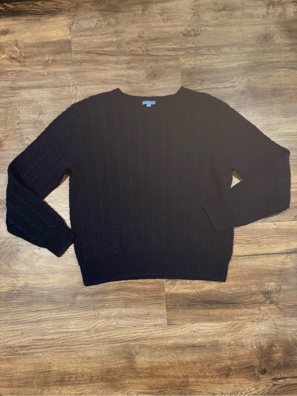 J. McLaughlin Women’s Navy Cotton Cable-Knit Crewneck Sweater Size M